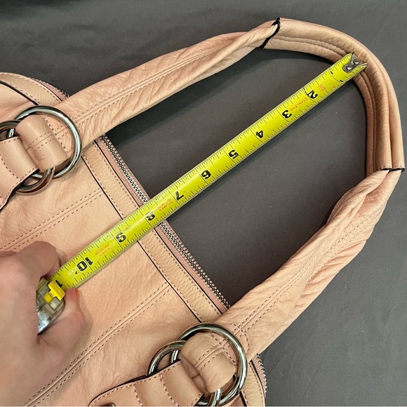 B.Makowsky Pale Pink Pebble Leather Medium Shoulder Bag Purse Silver Pockets EUC - Picture 16 of 16